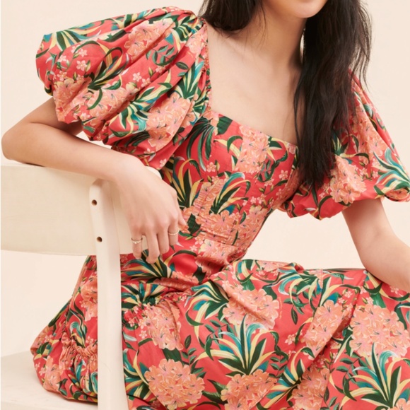 NWT | FARM Rio Pineapple Bloom Midi Dress | Size XL - Picture 6 of 7